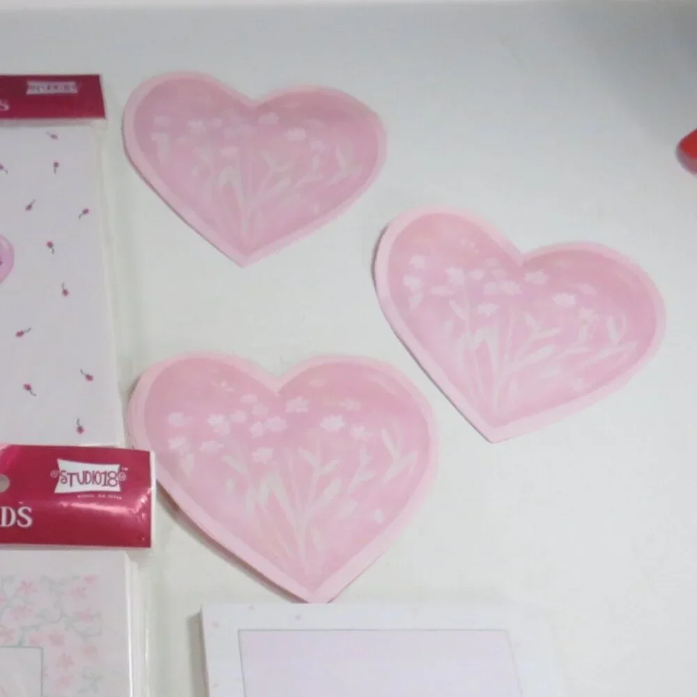 Heart Cards (4 new packages with 8 cards/envelopes each) and sticky notes